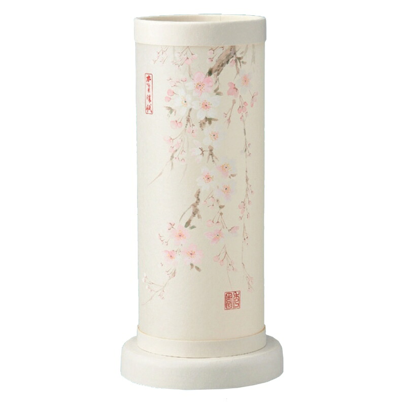 盆提灯 岐阜提灯 置き提灯 創作提灯 本美濃和紙の風景 美濃の風 桜 高さ37cm (2553) 水雷球 電気コード式 初盆 新盆 お盆｜社人形会館店 23,267円