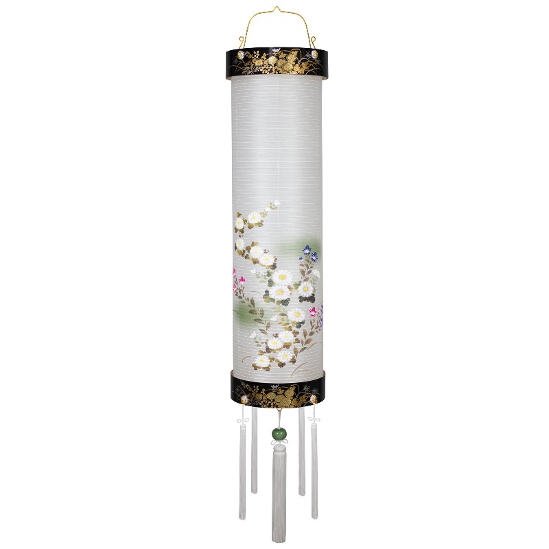 盆提灯 八女提灯 吊り提灯 住吉 蒔絵絵入 9号 長さ152cm 電気コード式 初盆 お盆 法事 法要