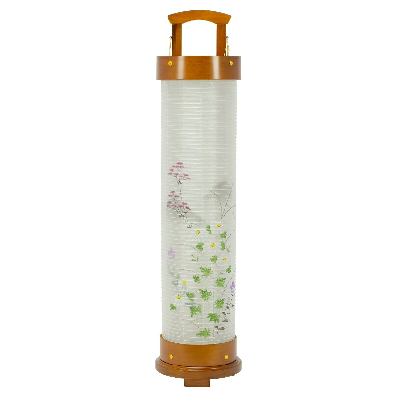 盆提灯 八女提灯 創作提灯 愁霊燈 香華（こうか）絹二重絵入 6号 高さ85cm 置き提灯 電気コード式 初盆 お盆 法事 法要
