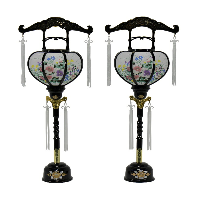 盆提灯 八女提灯 置き提灯 霊前灯 張廻転 （2個セット） 3号 高さ47cm 電気コード式 初盆 お盆 法事 法要