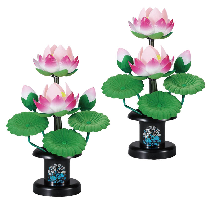 盆提灯 八女提灯 花タイプ 蓮華灯 新ミニ小紋2灯 （2個セット） 高さ53cm 電気コード式 初盆 お盆 法事 法要