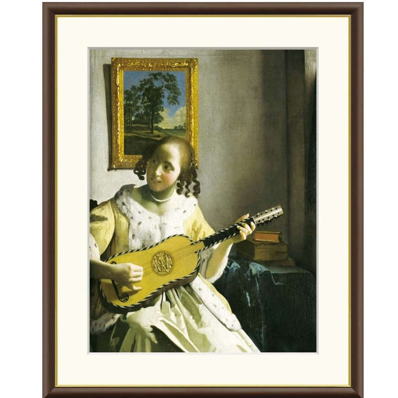 額絵 フェルメール ギターを弾く女 f8・f6・f4サイズ 世界の名画シリーズ Vermeer gk-a5-j1003（p6） （J1-003） （代引き不可） 洋画 インテリア｜社人形会館店