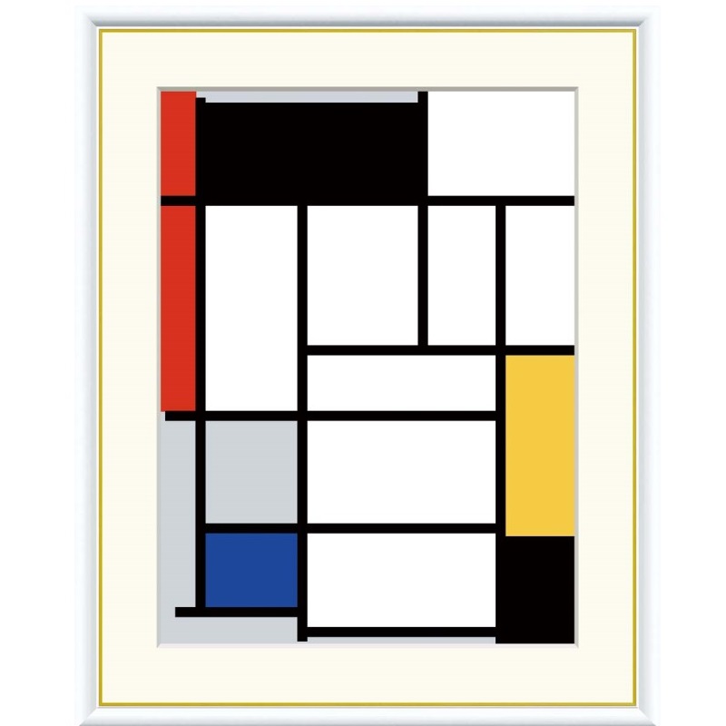 額絵 モンドリアン 赤・黒・黄色・青・灰色のコンポジション f8・f6・f4サイズ 世界の名画シリーズ Mondrian gk-a5-j1188（p43） （J1-188） （代引き不可） 洋画 インテリア