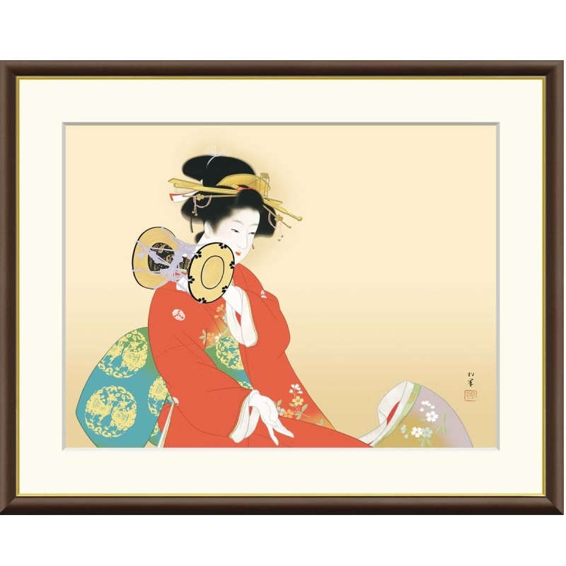 額絵 上村松園 鼓の音 f8・f6・f4サイズ 日本の名画シリーズ Shoen gk-a5-j2022（p92） （J2-022） （代引き不可） 日本画 インテリア