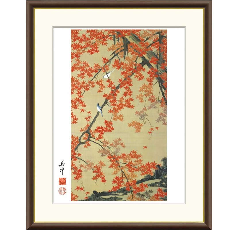 額絵 伊藤若冲 紅葉小禽図 f8・f6・f4サイズ 日本の名画シリーズ Jakuchu gk-a5-j2067（p101） （J2-067） （代引き不可） 日本画 インテリア