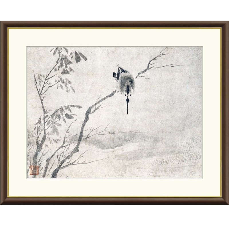 楽天市場】絵画 日本の名画 翡翠図 雪舟 額入り インテリア アート 額