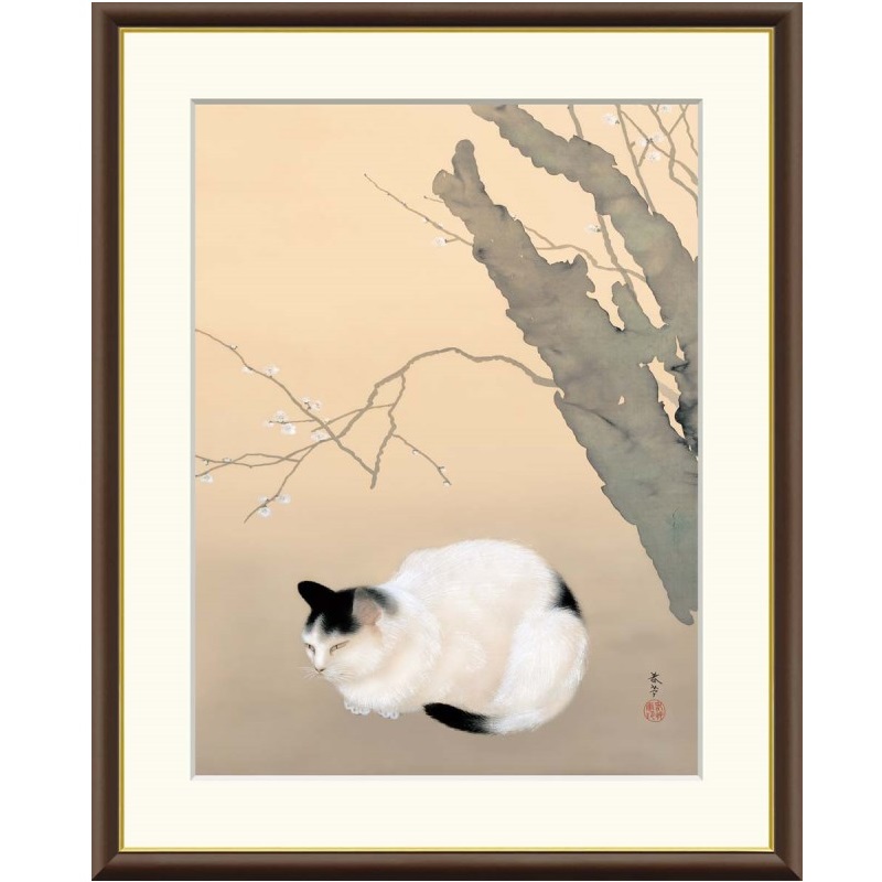 額絵 菱田春草 猫梅 f8・f6・f4サイズ 日本の名画シリーズ Shunso gk-a5-j2114（p110） （J2-114） （代引き不可） 日本画 インテリア