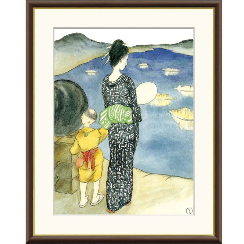額絵 竹久夢二 燈籠流し f8・f6・f4サイズ 日本の名画シリーズ Yumeji gk-a5-j2129（p113） （J2-129） （代引き不可） 日本画 インテリア