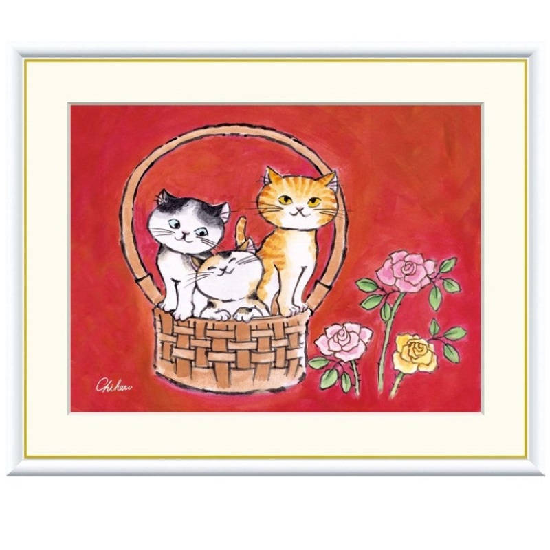 額絵 千春 なごみねこ f8・f6・f4サイズ しあわせのねこ Chiharu gk-a5-j3b005（p53） （J3-B005） （代引き不可） 現代アート インテリア｜社人形会館店