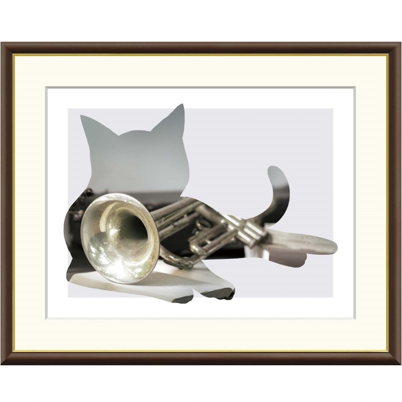 額絵 山口美咲 Trumpet f8・f6・f4サイズ モノトーンアート Dog&Cat Misaki gk-a5-j3l008（p69） （J3-L008） （代引き不可） 現代アート インテリア