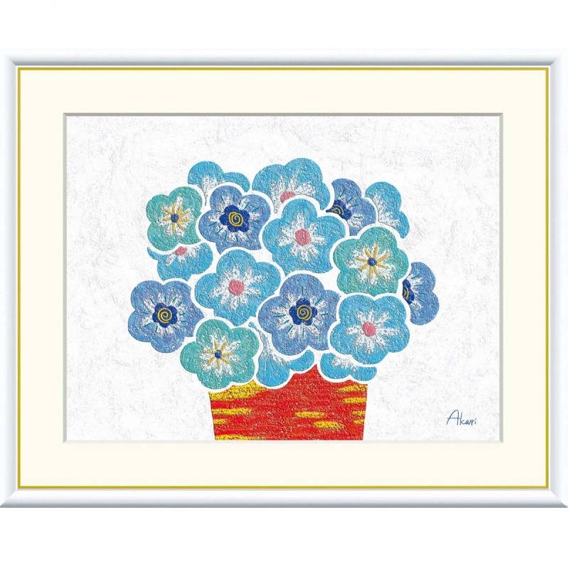 額絵 春田あかり 青い花の鉢植え f8・f6・f4サイズ Pleasant Plants ～愉快な植物たち～ Akari gk-a5-j3s008（p81） （J3-S008） （代引き不可） 現代アート インテリア｜社人形会館店