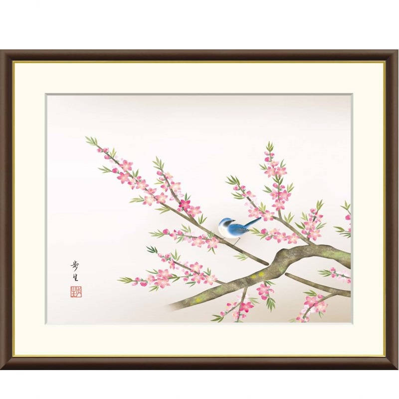 額絵 北山歩生 桃花に小鳥 f8・f6・f4サイズ 現代日本画シリーズ 花鳥画 春飾り gk-a5-j4b013（p150） （J4-B013） （代引き不可） 日本画 インテリア