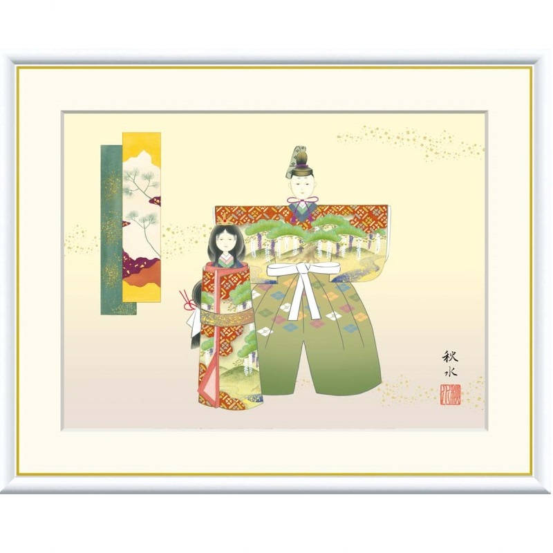 額絵 浮田秋水 立雛 f8・f6・f4サイズ 現代日本画シリーズ 桃の節句画 gk-a5-j4g005（p167） （J4-G005） （代引き不可） 日本画 インテリア