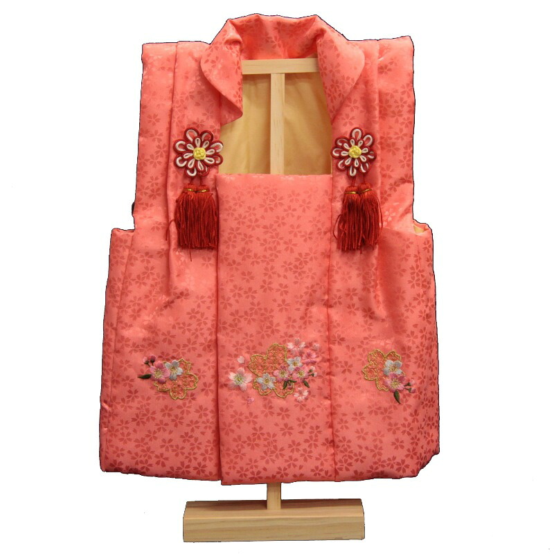 厚地の外套着 年魚サクラ色(No.12) 桜刺しゅう [1～3才用] エリ丈43糎 fz-9149 照明ランプ付き添い人 厚地の外套厚地の外套 雛人形 初節句 七五三 ひな祭り