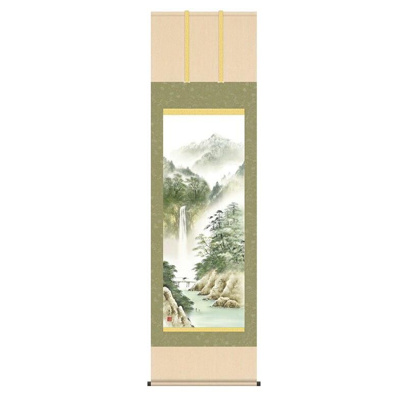 掛軸 年中飾り山水画 彩色山水 蒼風蒼水 尺五 清水玄澄 [KZ2B1-N050](代引き不可)