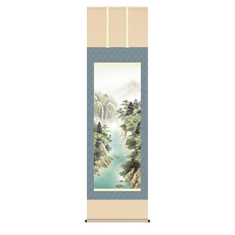 掛軸 年中飾り山水画 彩色山水 清風水明 尺五 田口紅洋 [KZ2B1-N052](代引き不可)