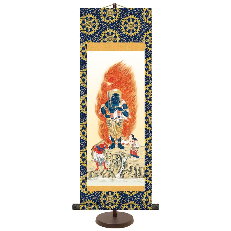 和風モダン掛 仏画【田村竹世】不動明王（大） スタンド付き e6-012-d ミニ掛軸 仏事掛軸【代引き不可】｜社人形会館店