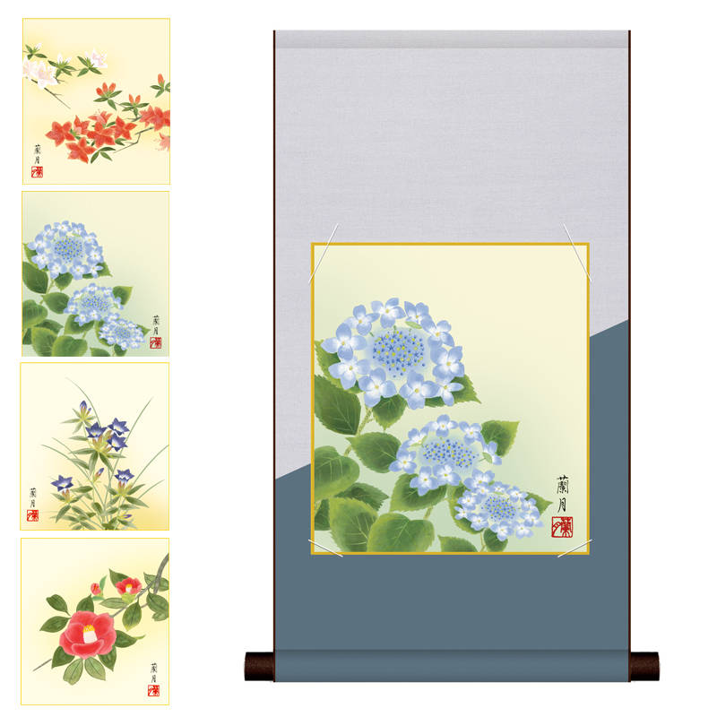 楽天市場】色紙絵 花鳥画【吉井蘭月】寒椿 四季絵 k5-021d 四季千遷冬