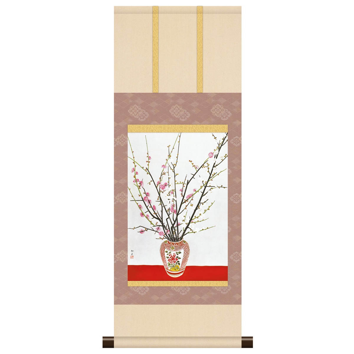 本格ミニ掛軸 日本の名画 速水御舟 [瓶梅図] 新絹本 [KM3R1-073] 御舟名画掛軸