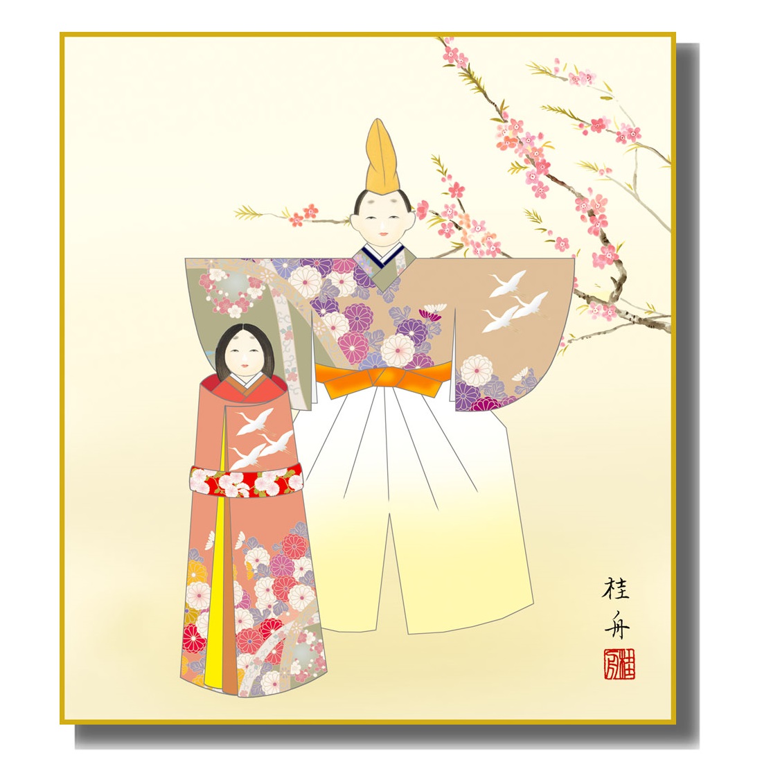 楽天市場】松井鷺山 「 立雛 」 色紙絵 : 内田画廊