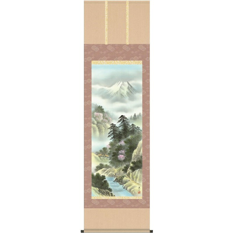 掛軸 四季賞翫・春 伊藤渓山 尺五 山水画の掛軸 H29B4-01A 【代引き不可】|社人形会館店