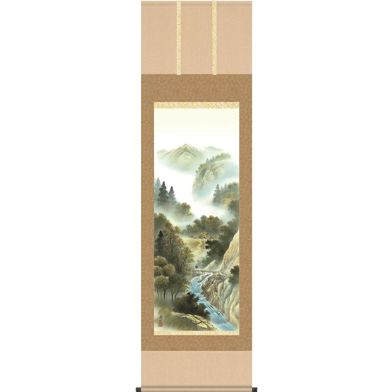 掛軸 四季賞翫・秋 伊藤渓山 尺五 山水画の掛軸 H29B4-01C 【代引き不可】|社人形会館店