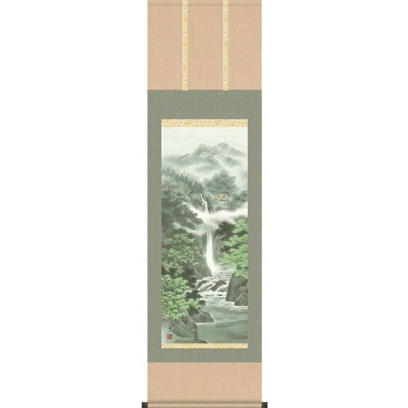 掛軸 清風水明 伊藤渓山 尺三 山水画の掛軸 H29MB1-N026 【代引き不可】|社人形会館店