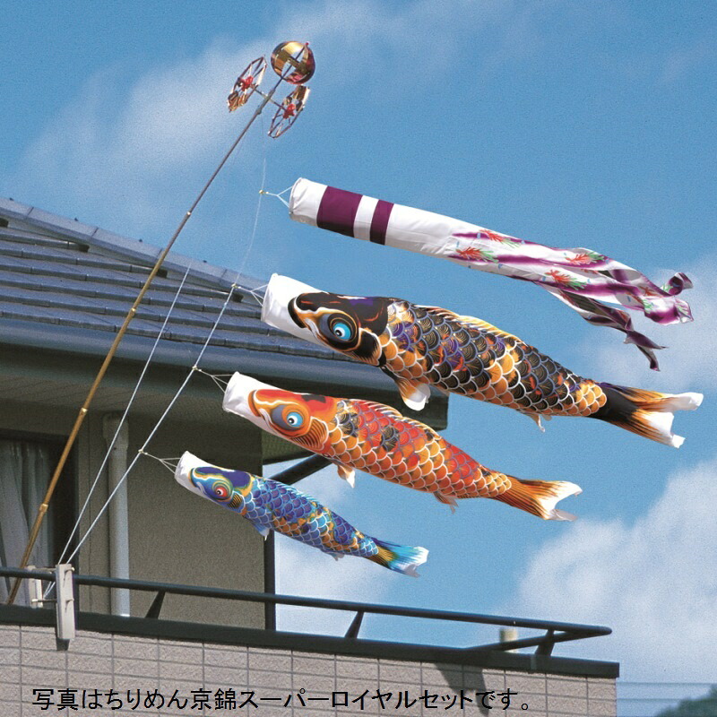 徳永 鯉のぼり 回廊用 ロイヤル仕掛ける 透かし彫り打っ付け印字機 鯉3匹ちりめん京錦 紫鳳吹き流し 撥水製作 日本の言い慣わし培養 こい旗幟