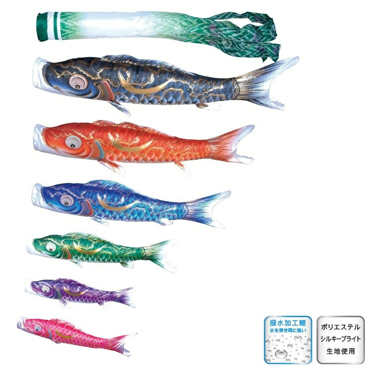 徳永 鯉のぼり 運動場用 にわデコセット  1.2m 鯉6匹豪 尚武之丸吹き流し 撥水製作 日本の言い慣わし培養 こい旗幟