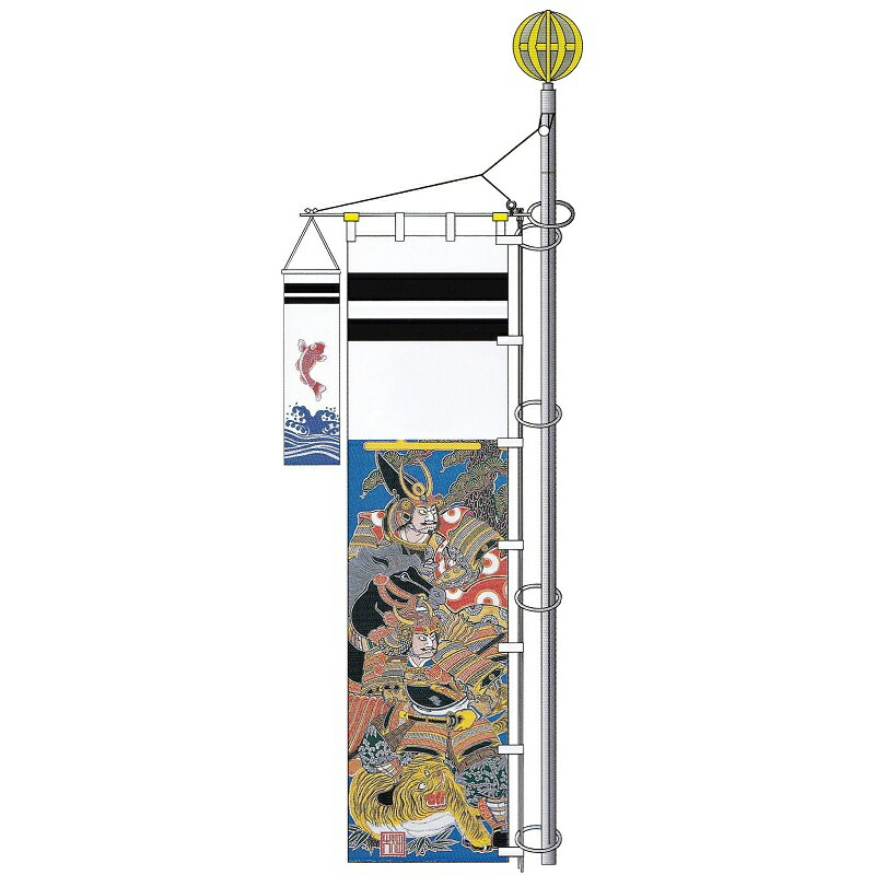 大畑の武者絵幟 端午の節句の掛軸 掛軸型武者のぼり 源義経軸 50×128cm