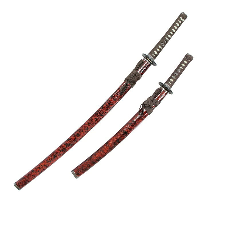 模造刀 雲シリーズ 茶雲 大小刀 刃紋入り刀身 メッキ合金[neu075set]日本刀 美術刀剣 おもちゃ 通販（代引き不可）