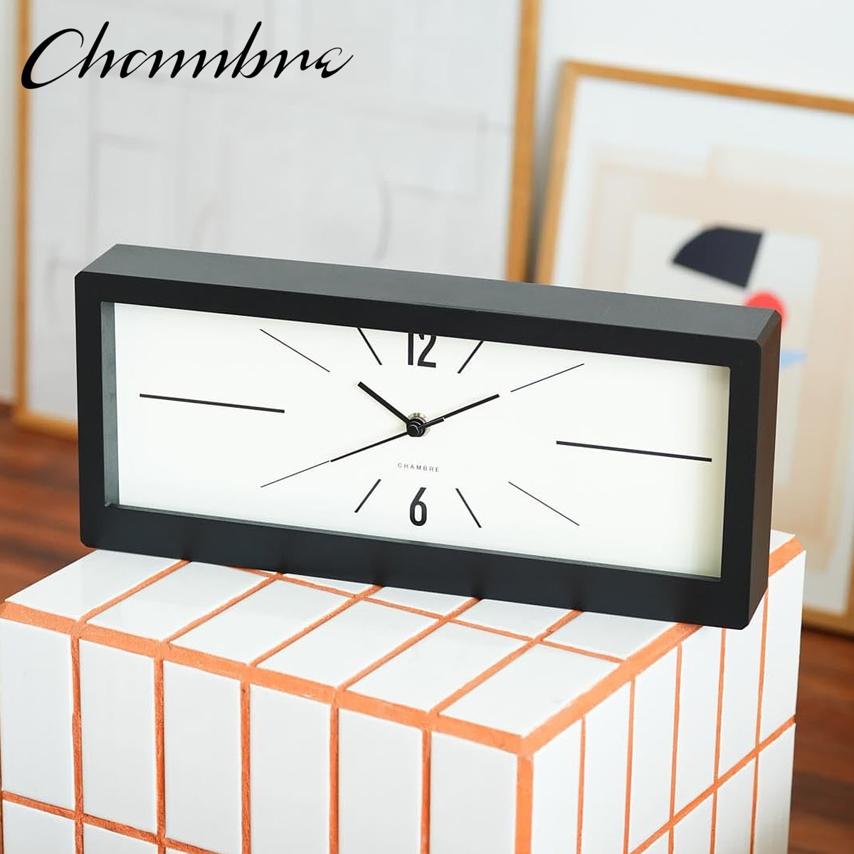LINEAR CLOCK 【BLACK】壁掛け時計 / 置き時計 / スタイリッシュ / シンプル / モダン / 四角 / 静音 / おしゃれ / ビンテージ / アナログ / 無垢材 / 木製 / ギフト / 日本製 / シャンブル【沖縄・離島 お届け不可】
