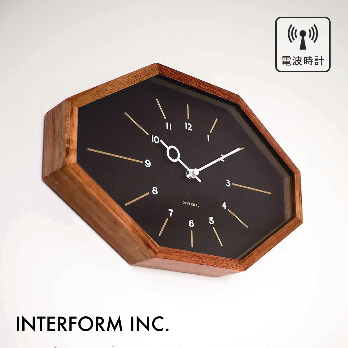 Belmonte ベルモンテ ウォールクロック［電波時計］【ブラック】CL-3024 BK INTERFORM インターフォルム 壁掛け時計 インテリア 北欧 ナチュラル おしゃれ モダン ミッドセンチュリー レトロ【沖縄・離島 お届け不可】