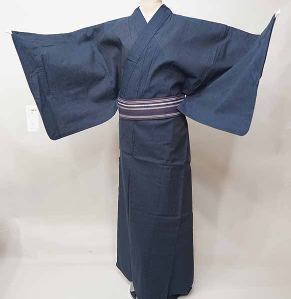 浴衣 帯 下駄 信玄袋 腰紐2本 6点フルセット 男性用 LLサイズ 綿100% 濃紺色 縞 夏祭り 花火 和装着物 新品(株)安田屋 NO41713-2|安田屋呉服店