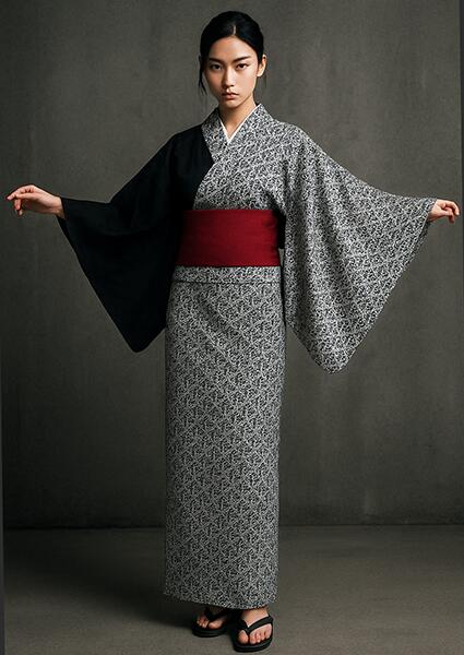 浴衣 単品 仕立てもの売り上げ高 亭主もち用 日本製 半身仕立てもの 綿100％ 黒いこと ダマスク柄 お祝賀会 火工品市民大会 新品（株）安田屋 NO42072