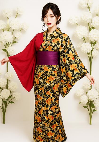 浴衣 単品 女性用 日本製 半身仕立て 綿100％ 黒色 NO42044 浴衣 単品 女性用 日本製 半身仕立て 綿100％ 黒色 NO42044の