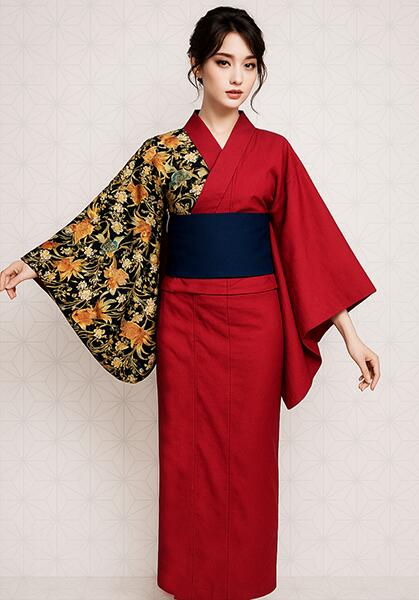 浴衣 単品 女性用 日本製 半身仕立て 綿100％ 黒色 NO42044 imgrc0097914300.jpg