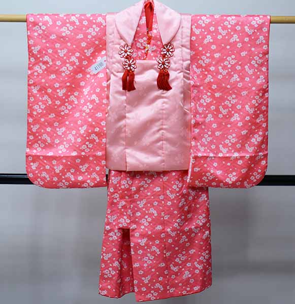 楽天市場】七五三 三歳 女児 被布コート 着物 長襦袢 3点セット 赤色