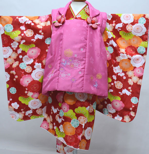 七五三 3歳 3才 三歳 三才 御嬢さん 御姉さん 厚地の外套 お召しものフルセット 百花繚乱 祝着 お仕立てもの無料 新品 （株）安田屋 NO33263