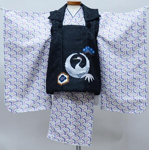 楽天市場】七五三 三歳 男児 被布着物フルセット 刺繍小紋柄 祝着 三才 