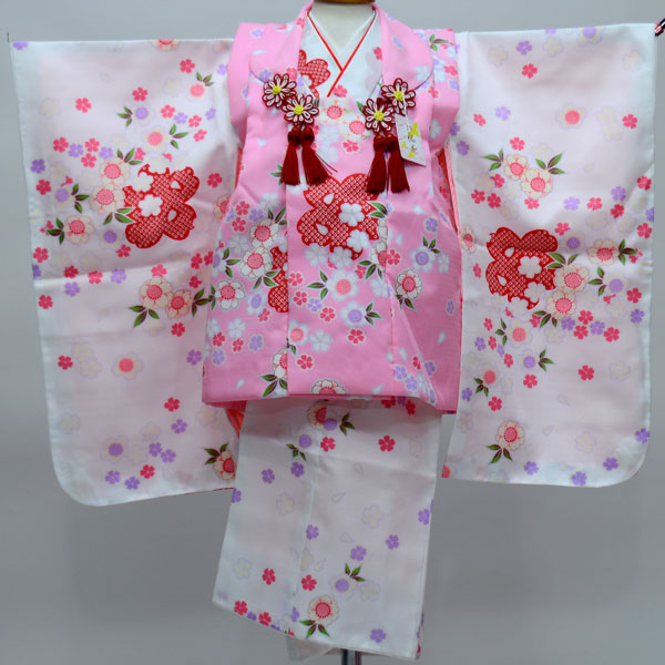 七五三 3才 3歳 三才 三歳 御嬢さん 御嬢さん 厚地の外套御召しもの祝着フルセット 百花斉放 お仕立てもの無料 新品（株）安田屋 NO23973