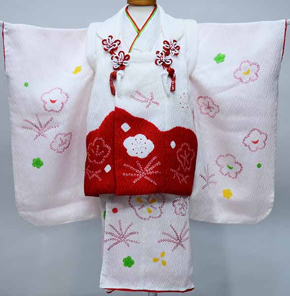 七五三 三歳 お嬢さん 厚地の外套お召しものフルセット 正絹 絞り 晴れ晴れしいなエンジェル 伊達襟付き添い人 3歳 3才 三才 お姉さん お仕立てもの無料 新品（株）安田屋 NO37006 キッズファッション-キッズ・ベビー・マタニティ