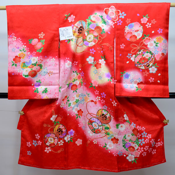 お宮参り産着 お嬢さん お嬢さん 正絹 のしめ 祝着 御召しもの 一つ身 初着 綸子 赤いこと 新品（株）安田屋 NO22994