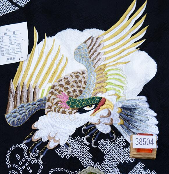 お宮参り 産着 男児 鷹 正絹 総刺繍 絞り 綸子地 祝着 高級 着物 の 