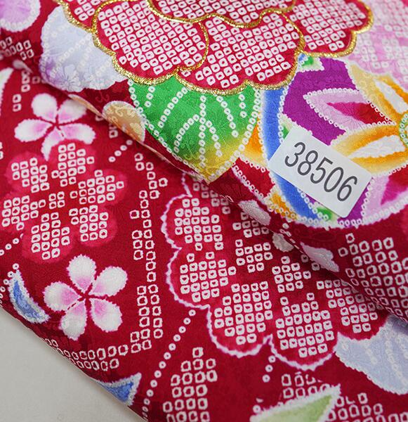 お宮参り 産着 女児 正絹 のしめ 綸子 疋田鹿子柄 金刺繍 NO38507