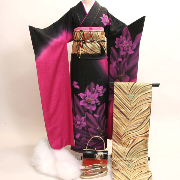 楽天市場】振袖 着物 フルセット 正絹 大輪華 小物まで20点一式すべて