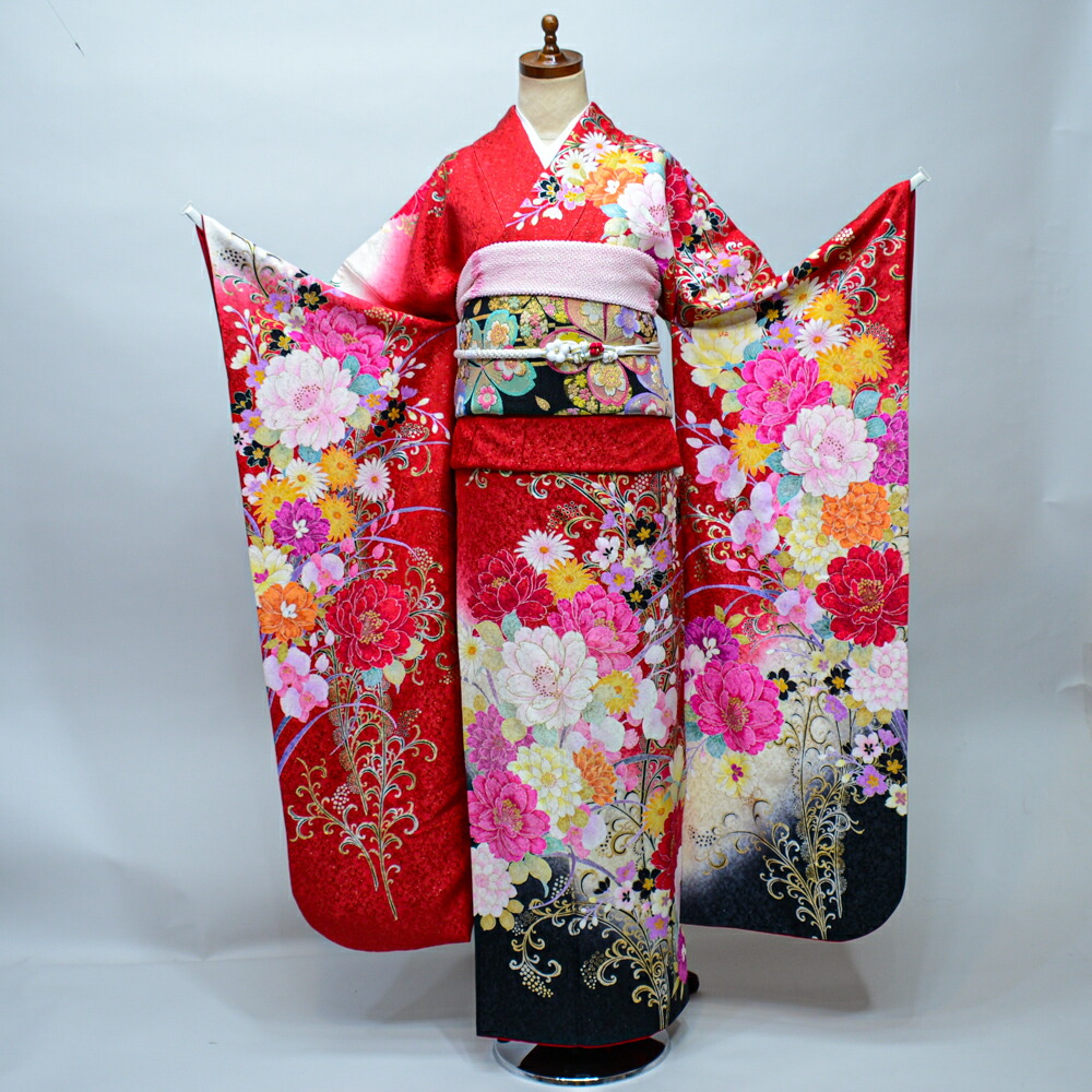 振袖 正絹 着物単品 仕立て上がり 百花繚乱 黄色 NO41474 楽天市場】振袖 正絹 着物 単品 仕立て上がり 百花繚乱 ラメ 黒