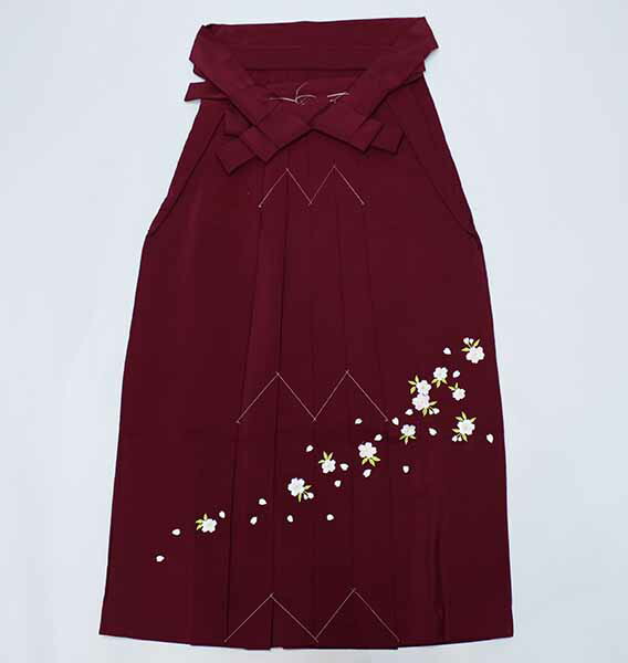 刺繍袴 雪輪と桜 単品 女性用 行灯袴 袴丈87 91 95cm 黒色 ヘラあり 袴 刺繍袴 雪輪と桜 単品 女性用 行灯袴 袴丈87cm 91cm 95cm S M L