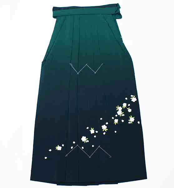 刺しゅう袴 単品 お上さん用 行灯袴 ヘラあり 袴 袴丈87糎,91糎,95糎 暈し 桜刺しゅう 散り桜 運動場 卒式に 新品（株）安田屋 NO37351