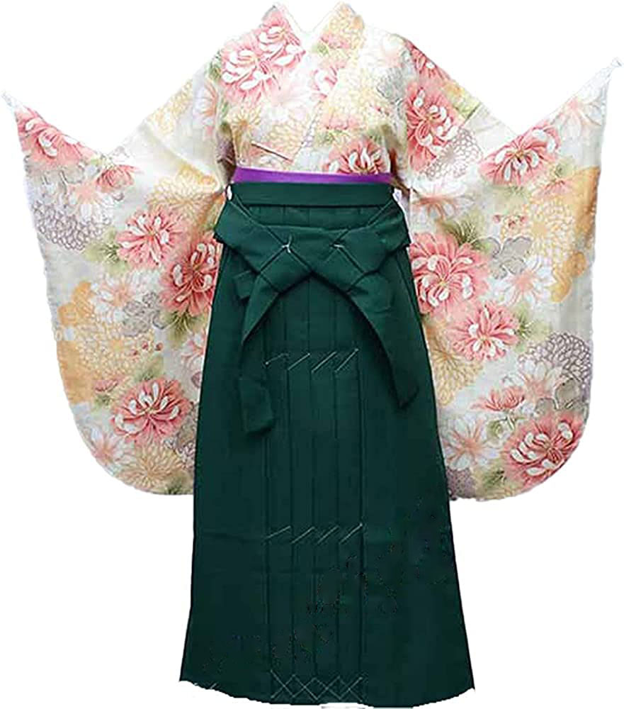 二尺袖御召しもの袴フルセット 長襦袢も含む 無地袴 百花繚乱 卒式にどうぞ！ 新品（株）安田屋  NO35448-5